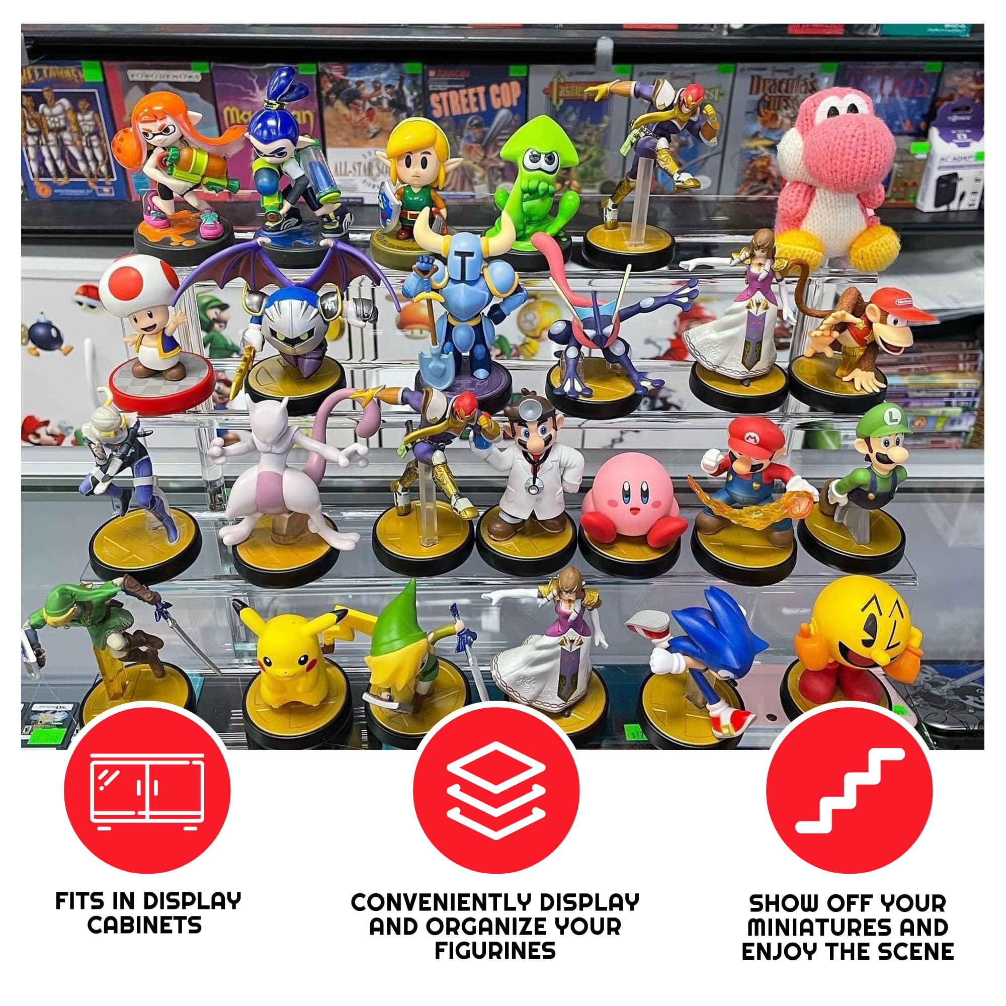 EVORETRO Acryl-Ständer – 4-stufige Mehrzweck-Abstandshalter aus transparentem Acryl für Actionfiguren, Funko Pop Display, Köln-Organizer, Parfüm-Display, platzsparende Displayerhöhung – 2 Stück, RS6