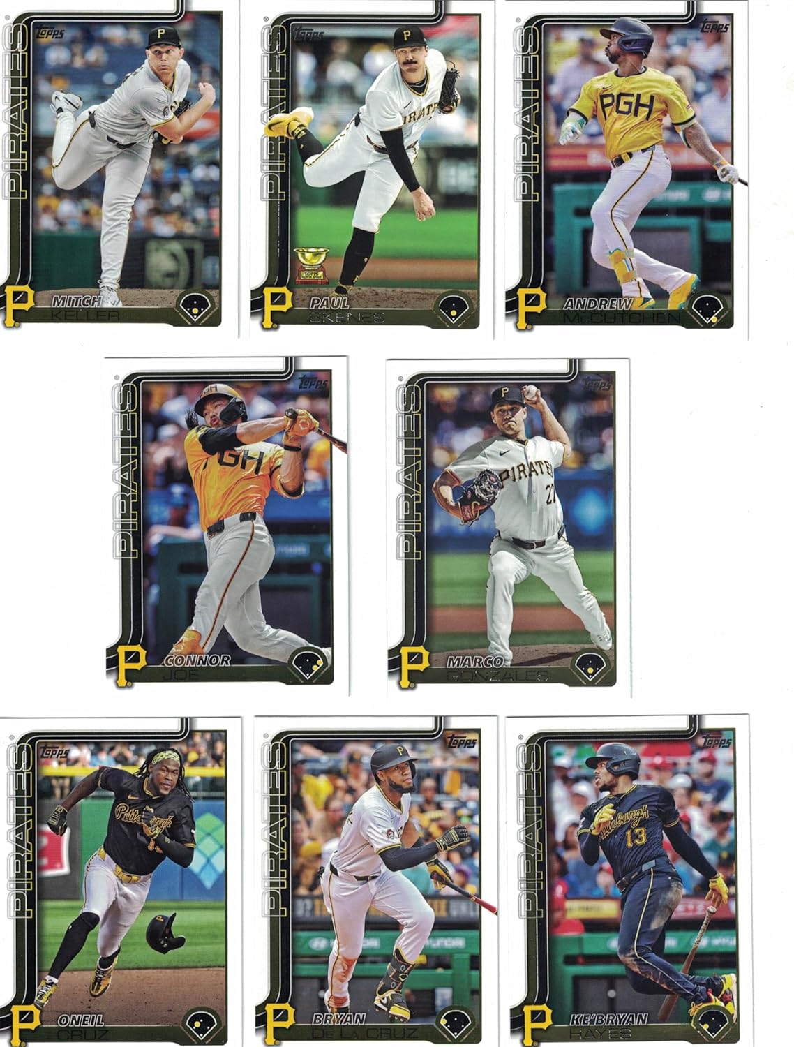 Pittsburgh Pirates/Complete 2025 Topps Pittsburgh Pirates Baseball Card Team Set (Series 1 and 2) with (22) Cards. *Plus Bonus* This listing includes (5) Bonus Pittsburgh Pirates Baseball Cards!