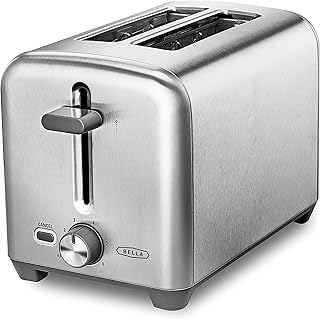 BELLA 2 Slice Toaster with Extra Wide Toast Slots and Removable Crumb Compartment - 6 Browning Levels, Automatic Shut-Off and Warm-up Function - Toast Bread, Bagel and Waffles