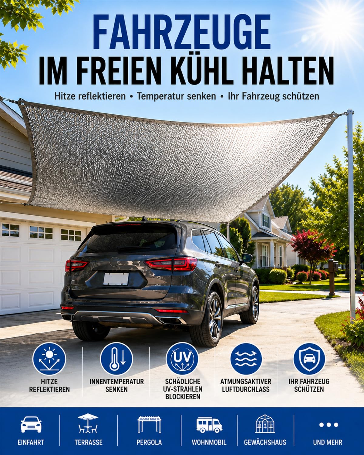 40 % Aluminett-Schattenstoff, mäßiger Sonnenschutz für Pflanzen, Kulturen und Außenbereiche, 3 x 4,3 m