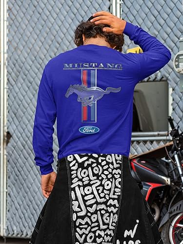 Miniatura 10 de Ford Mustang Pony Racing Stripe 5.0 Muscle Shelby Camiseta de manga larga con estampado delantero y trasero