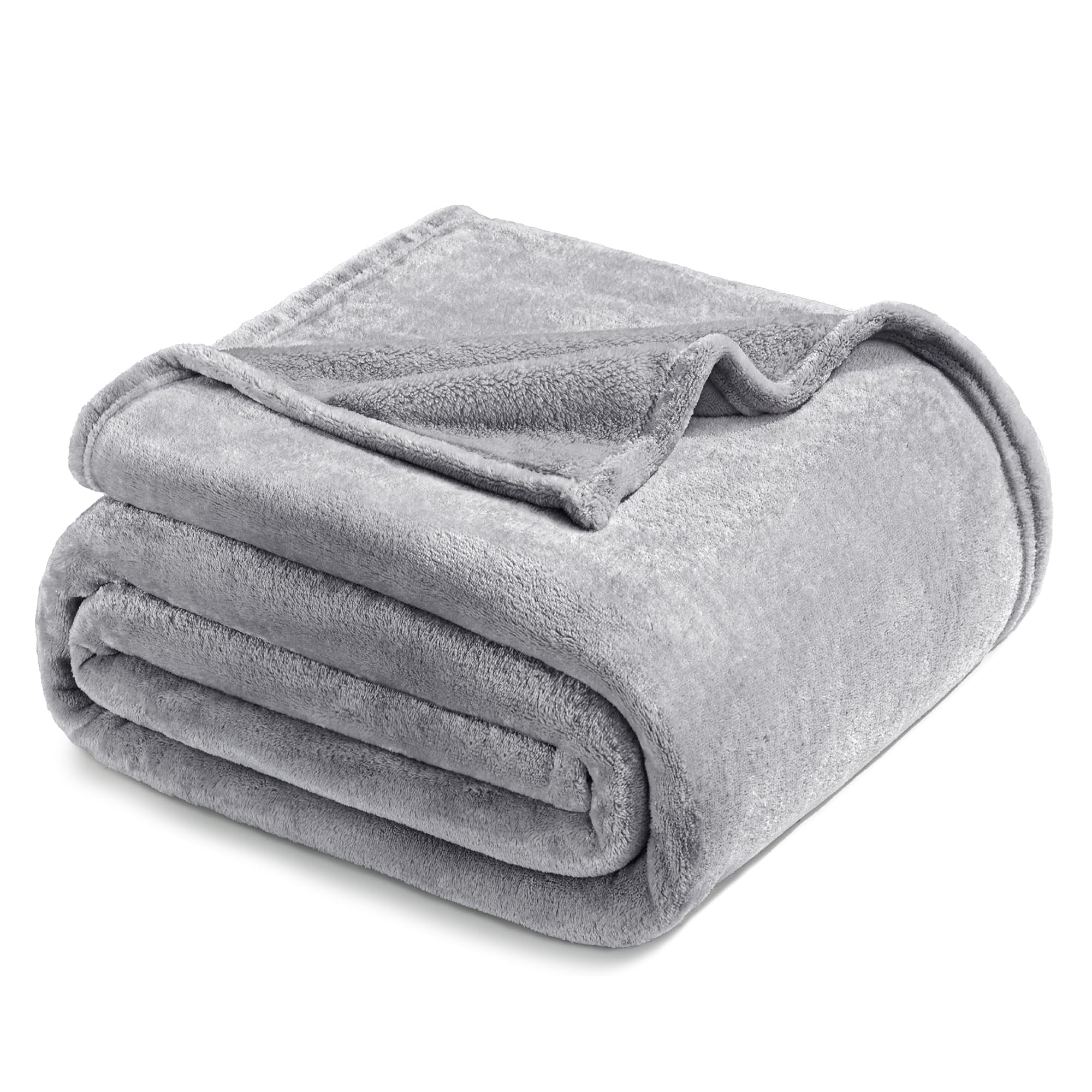 Couverture polaire plaid gris clair 220x240 cm pour grand lit et canapé toutes saisons