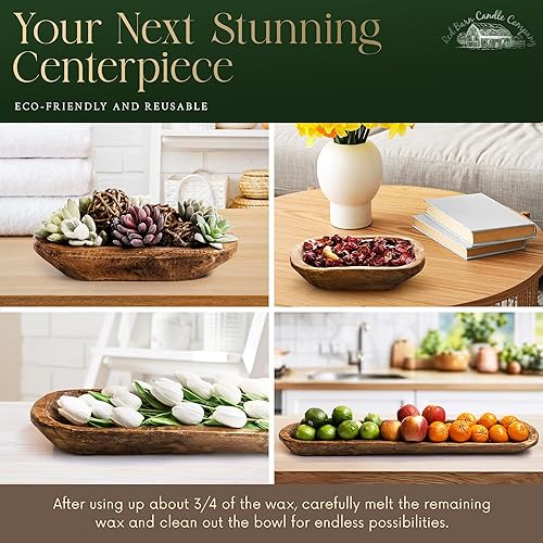 Miniatura 5 de Red Barn Candle Company Velas de tazón de masa de madera, cera de soja 100% natural y aceite esencial, eliminadoras de olores y seguras para