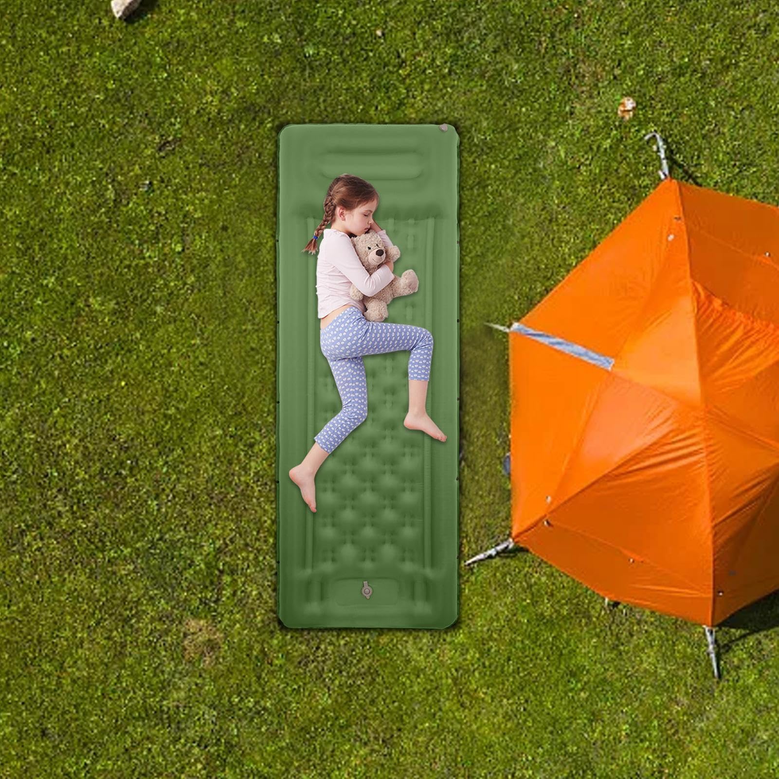 Karimata Inflatable Do Campingu Przenośny Materac O Grubości 11 Centymetrów | Wbudowana Pompka Nożna Do Materaca Do Plecaka Wędrówek Podróży Na Zewnątrz Samochodu Namiotu Letniego