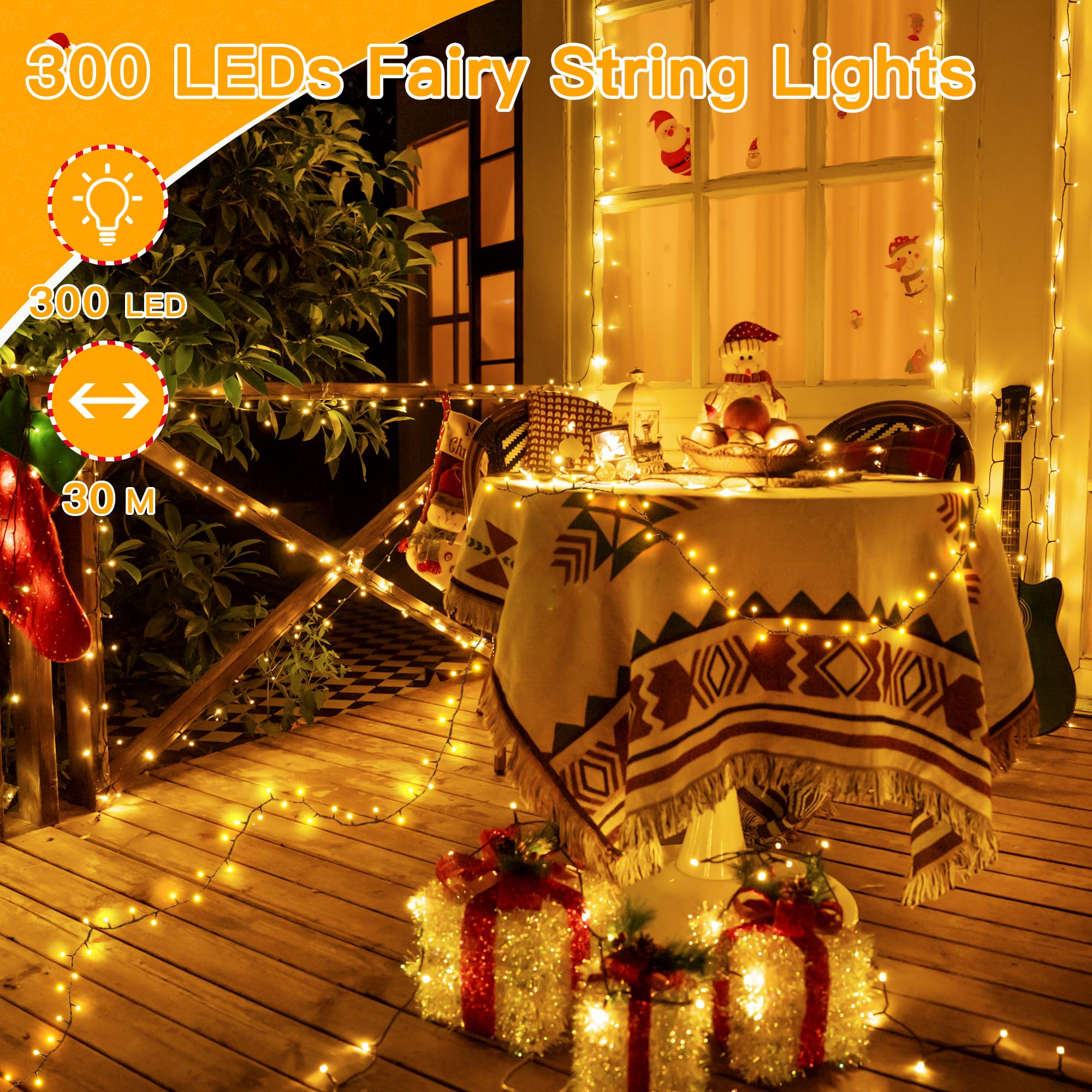 Hopexy Fairy Lights Outdoor, 30m 300 LEDs Waterproof Fairy Lights Plug in - Image 2