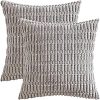Vista 6 de MIULEE- Juego de 2 fundas decorativas de pana suave para cojín; diseño a rayas estilo bohemio, moderno, rural; decoración p/el hogar, sala de estar