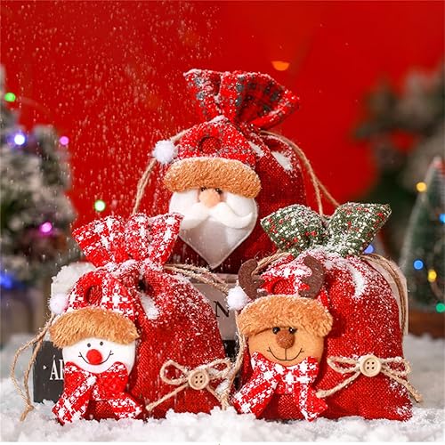 Miniatura 3 de LONGLUAN Bolsas de regalo de Navidad, bolsas de Navidad con cordón de Papá Noel, bolsas de regalo de Navidad con cordón, cajas de Navidad para