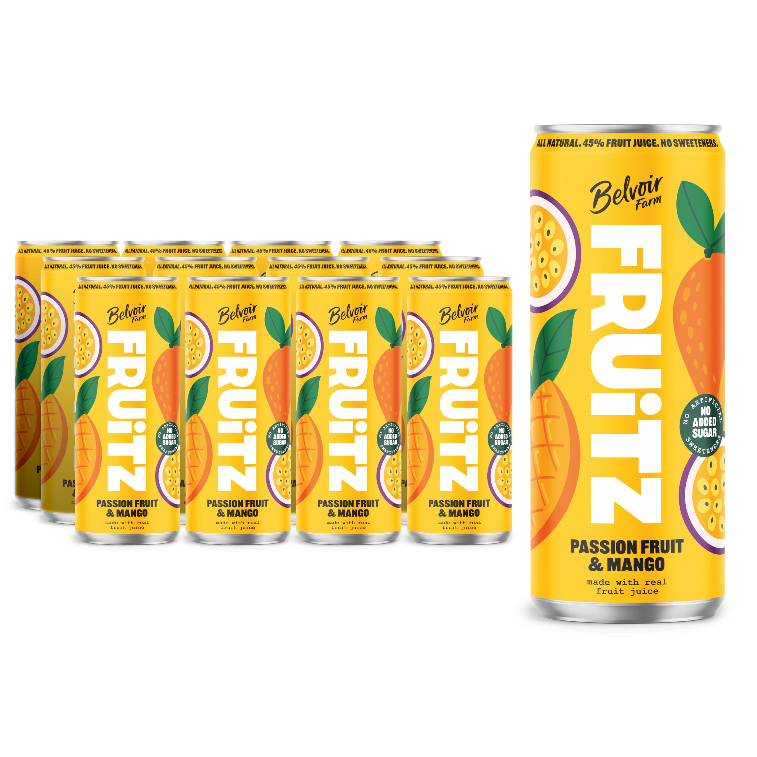 Belvoir Farm - FRUiTZ PASSIONFRUIT & MANGO, 24 x 330ml Cans