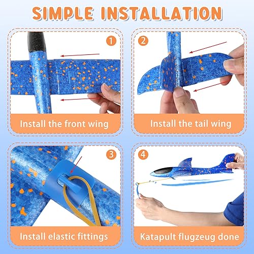 Miniatura 24 de VCOSTORE Paquete de 2 aviones de espuma para niños, aviones planeadores de espuma de 13.3 pulgadas, juguete de aviones voladores de espuma de 2