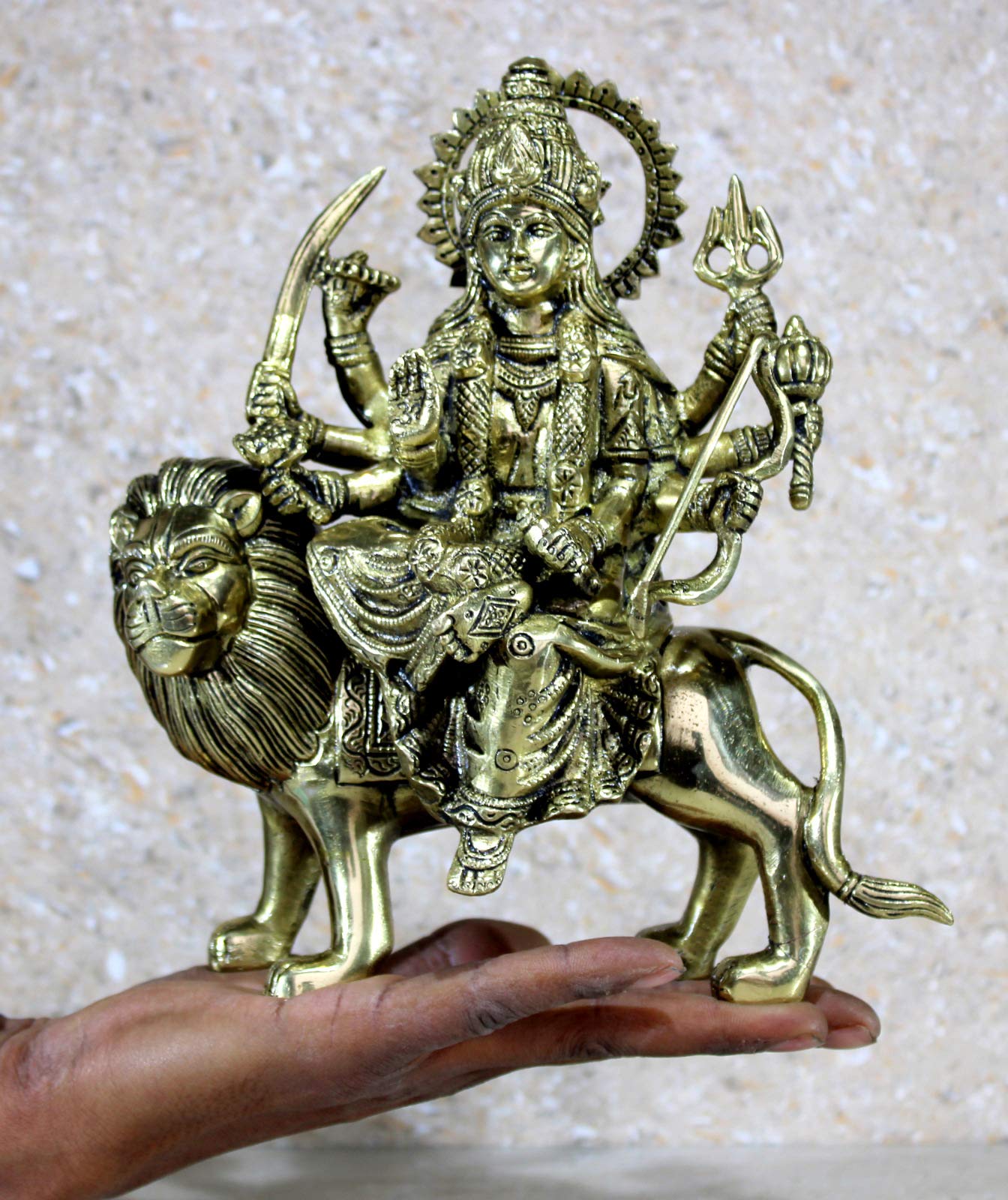 ESPLANADE Statua in ottone Maa Durga Mata Rani idolo per casa Mandir (21,5 cm)