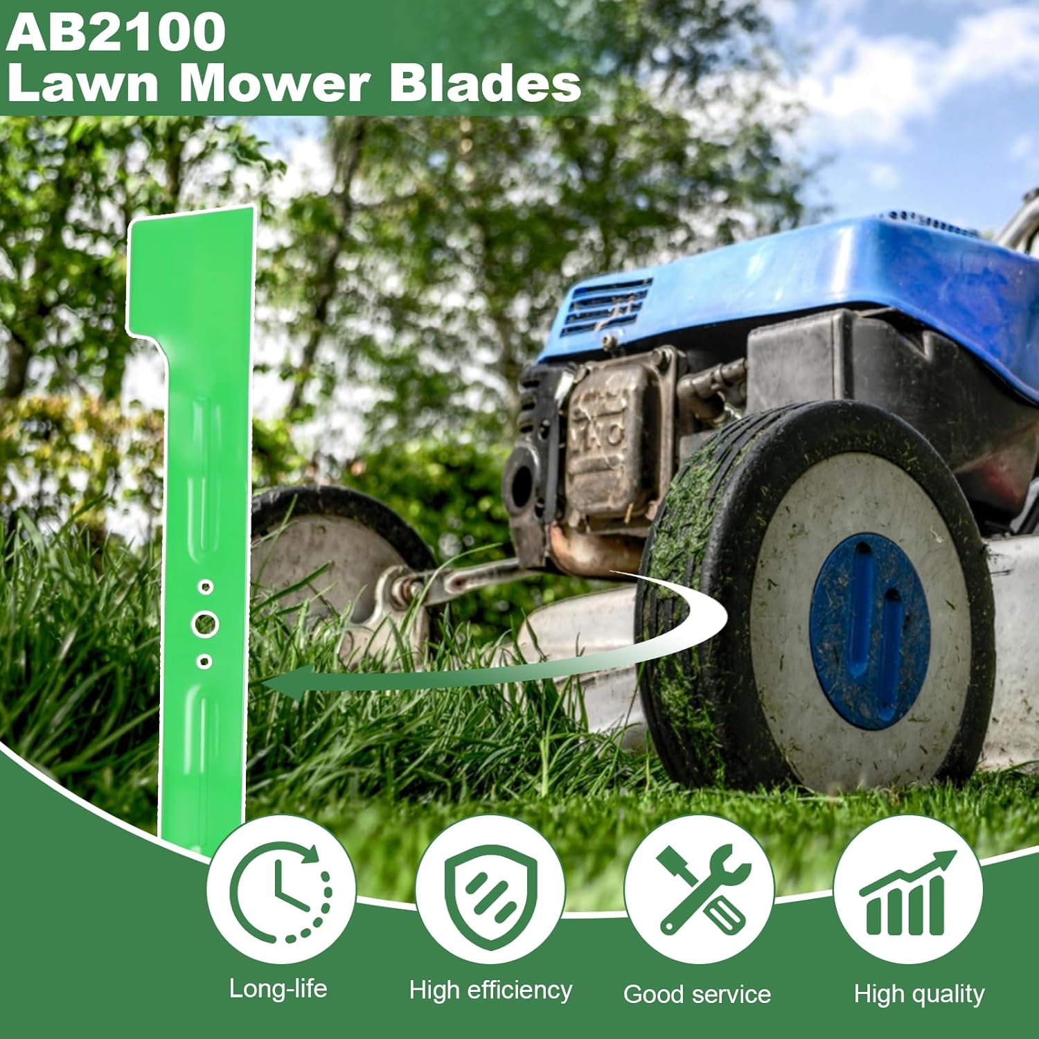 Ketofa AB2101 High-Lift Lawn Mower Blade for EGO 56V 21-Inch Models LM2100, LM2101, LM2102-SP, LM2100-SP, LM2142-SP - 1 Pack
