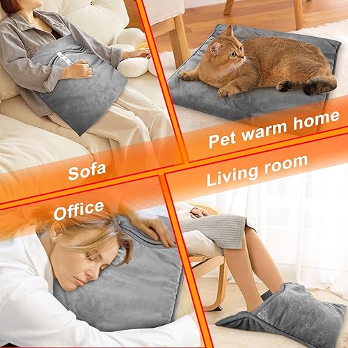 Miniatura 7 de Calentadores de pies eléctricos para hombres y mujeres, almohadilla térmica de pie de doble cara con tecnología de calentamiento rápido, apagado