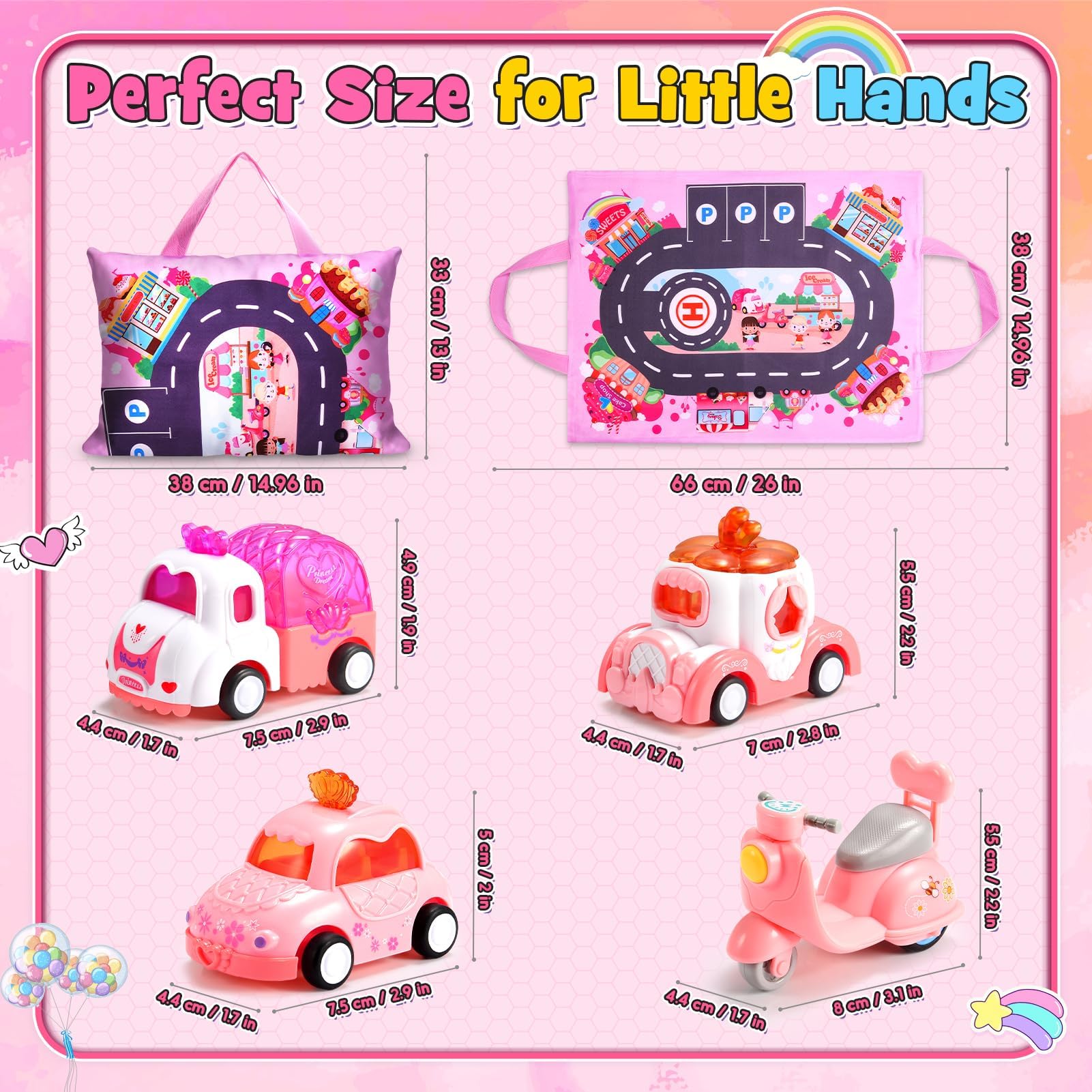 Jouet Licorne à Tirer Pour Bébé 1-3 Ans - Voiture Friction Et Tapis De Jeu - Cadeau Fille