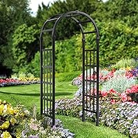 VINGLI Black Vinyl Garden Arbor - Durable PVC Wedding Arch & Outdoor Trellis for Climbing Plants, Easy Assembly 86" Tall