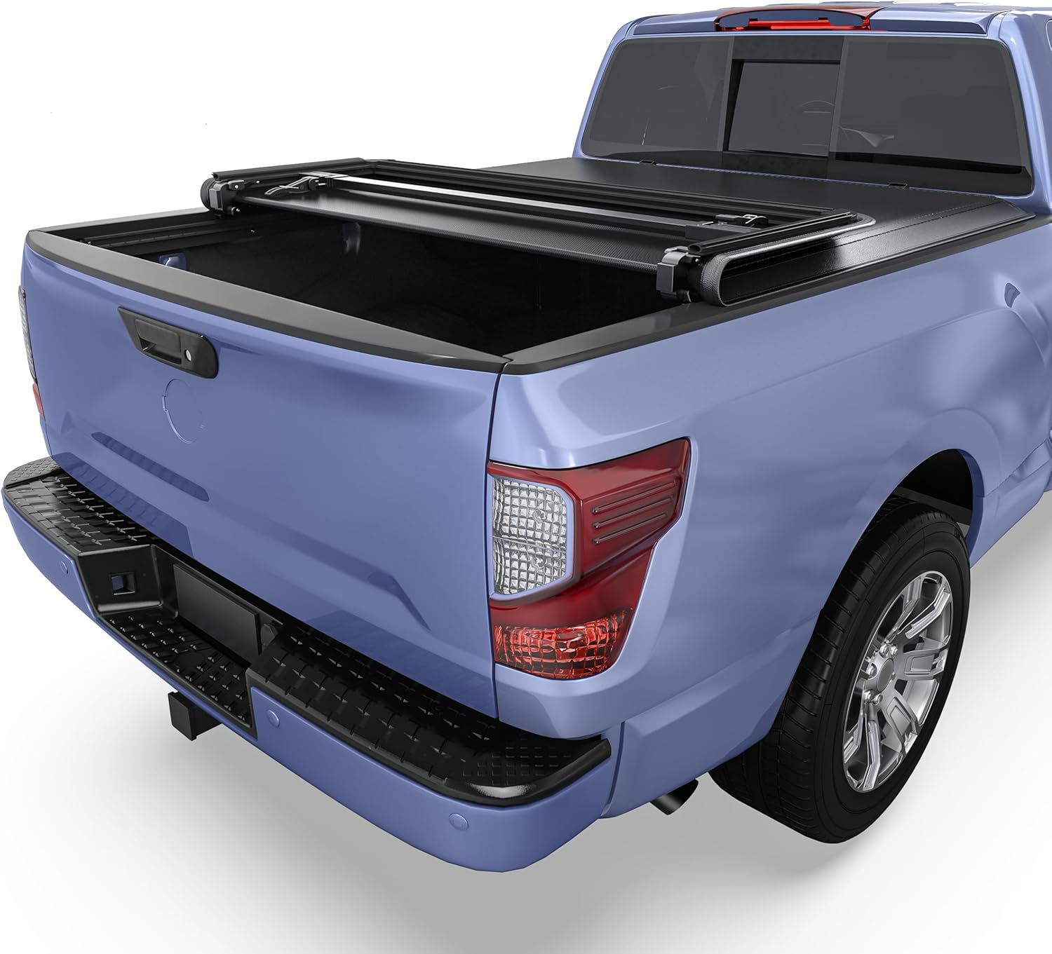 Soft Tri-fold Tonneau Cover Fit for Nissan Titan 2017-2024, Fleetside 5.5 Ft Bed Without Titan Box