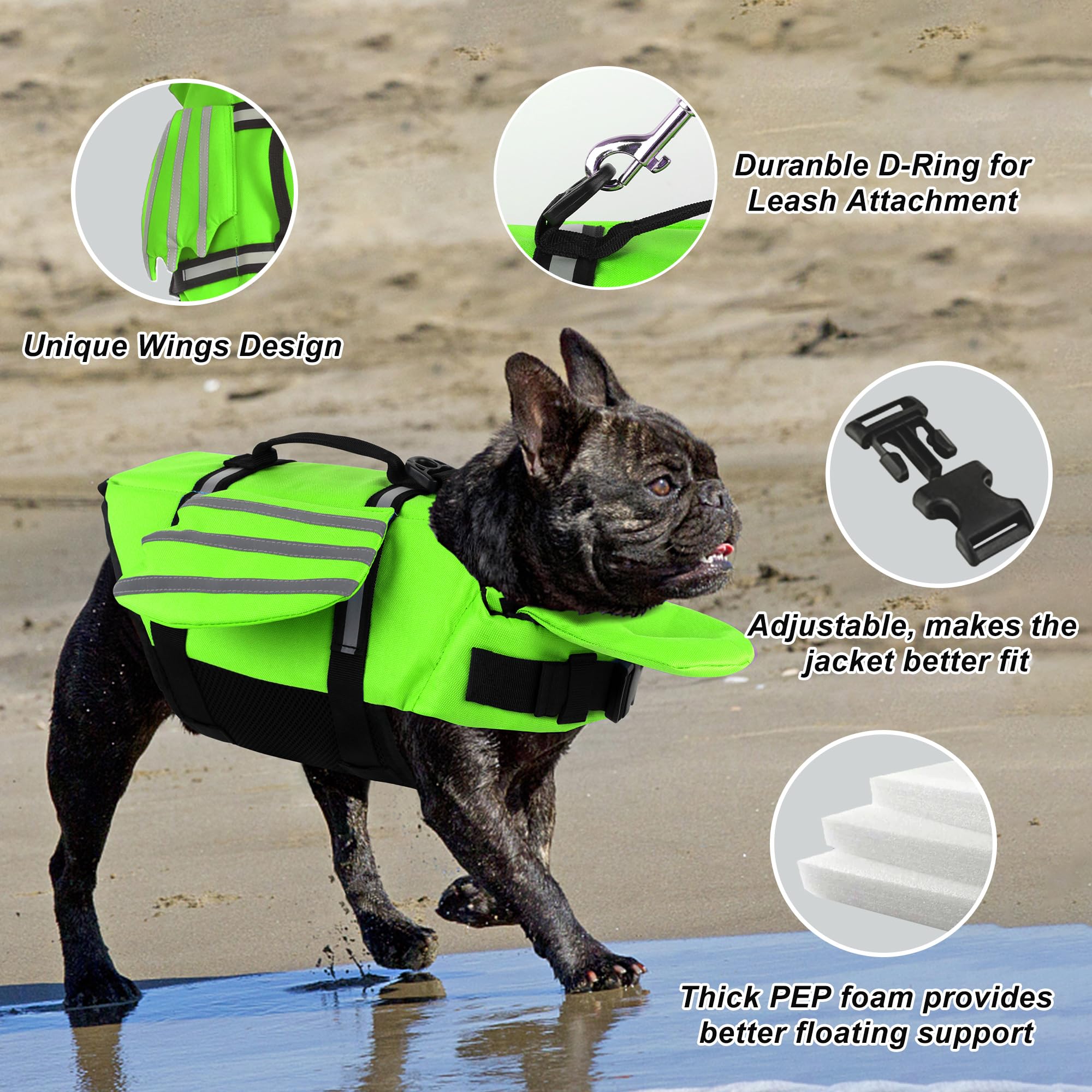 Amazon | Petglad ドッグライフジャケット、かわいい翼 調節可能な犬用