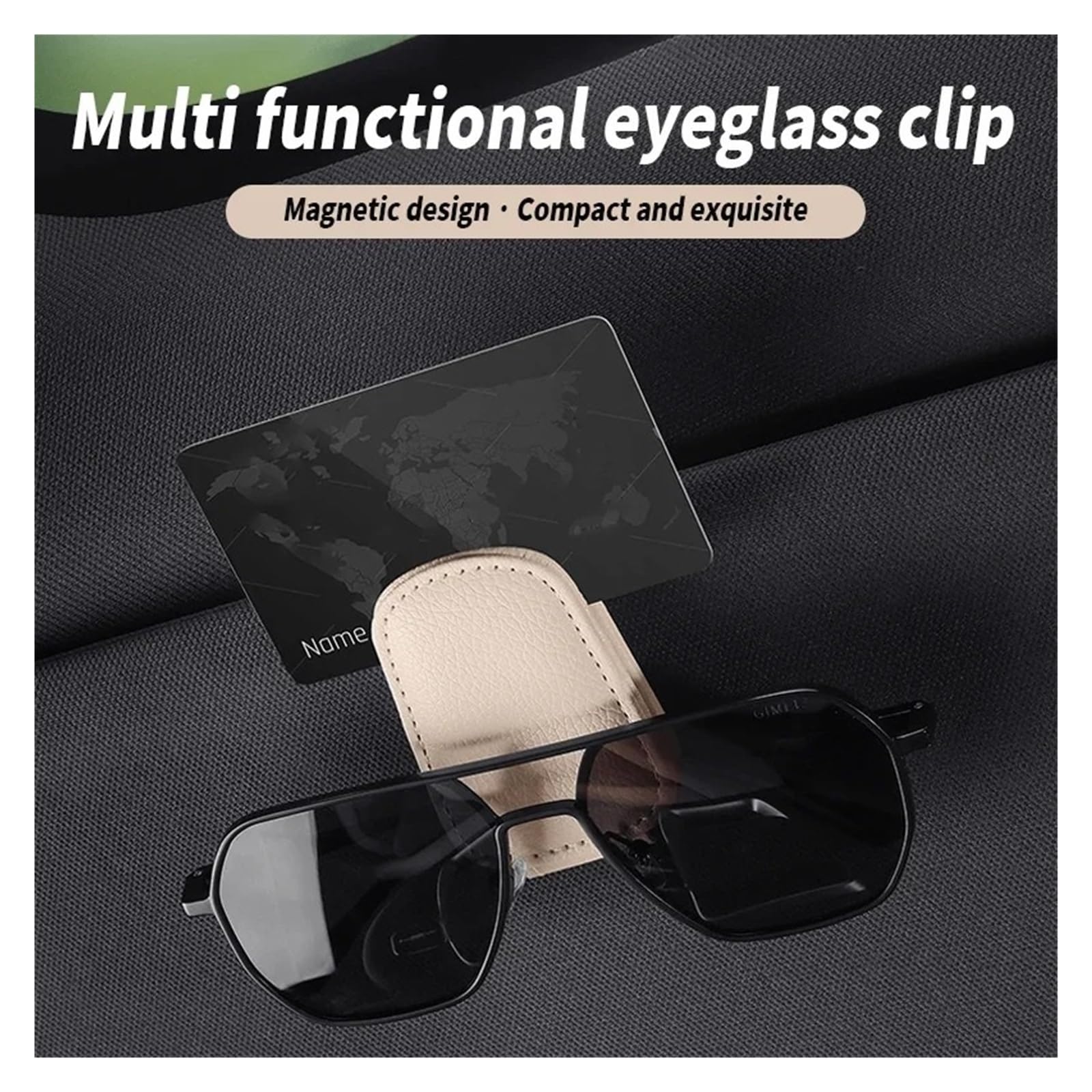Soportes para Gafas De Coche Clip Magnético Piel Sintética para En La Visera del Organizador para Tarjetas Y Billetes 1 Ud Estuche para Gafas De Sol Coche(Black)