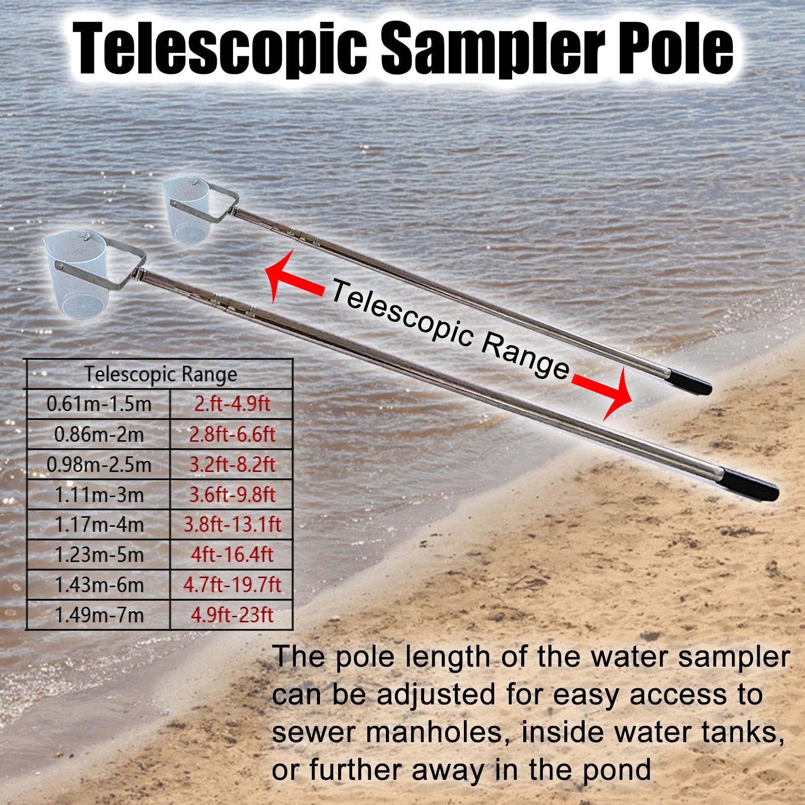 Kit campionatore d'acqua portatile per una raccolta efficiente di liquidi in stagni, fiumi e piscine, ideale per analisi delle sospensioni e test della testa di pozzo