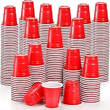 WUWEOT 700 Pack Red Plastic Shot Glasses, 2 Ounce Reusable Party Cups, Mini Tasting Cups Jello Shots Glasses for Serving C...