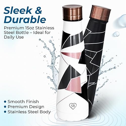 Miniatura 9 de Botellas de agua aisladas, botella de agua de acero inoxidable de 15 onzas, botella de agua, botella de agua térmica, sin BPA