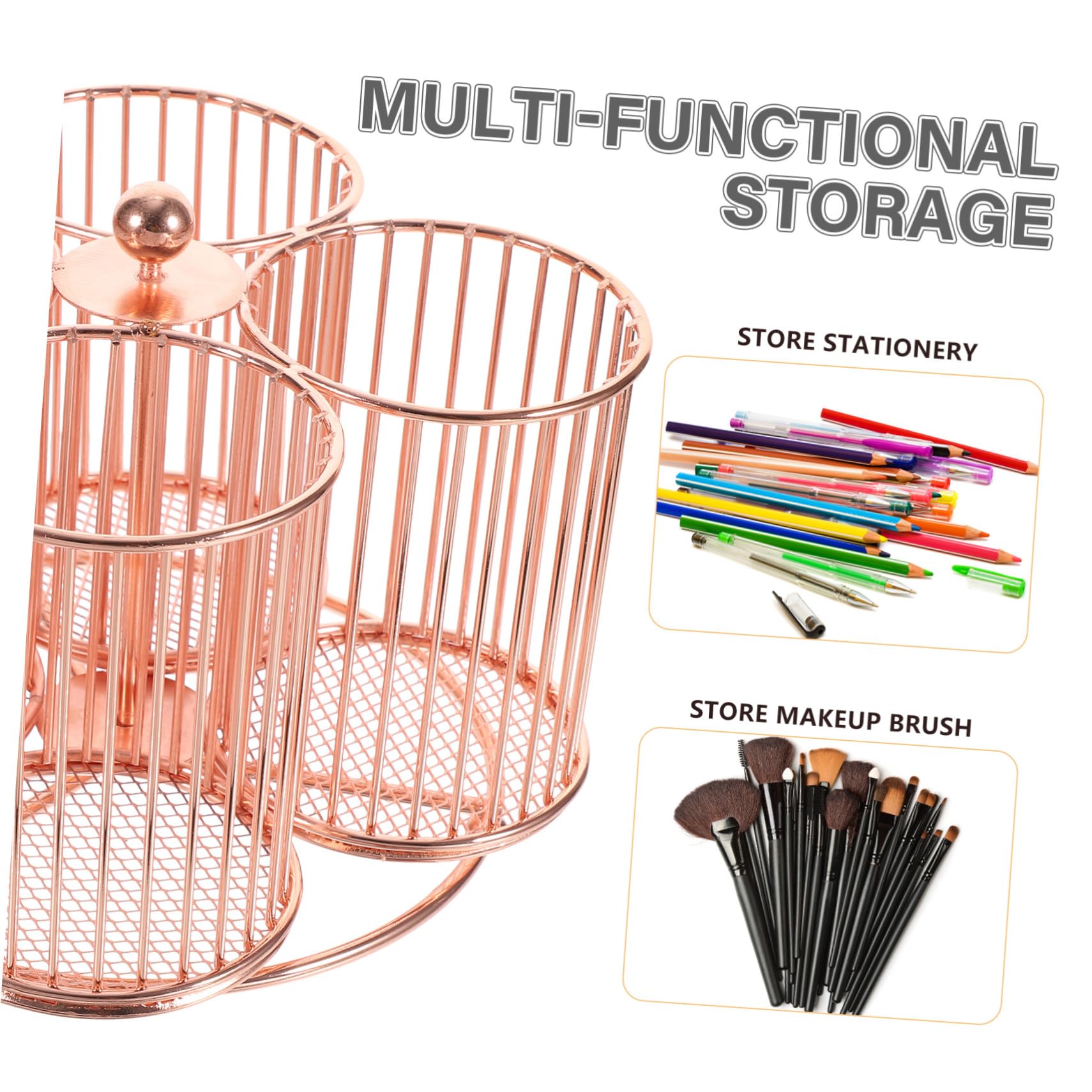 POPETPOP Organizer Rotante Per Trucco Portapenne Da Scrivania in Metallo Resistente Capacità Ampia Multifunzionale Per Ufficio e Cosmetici