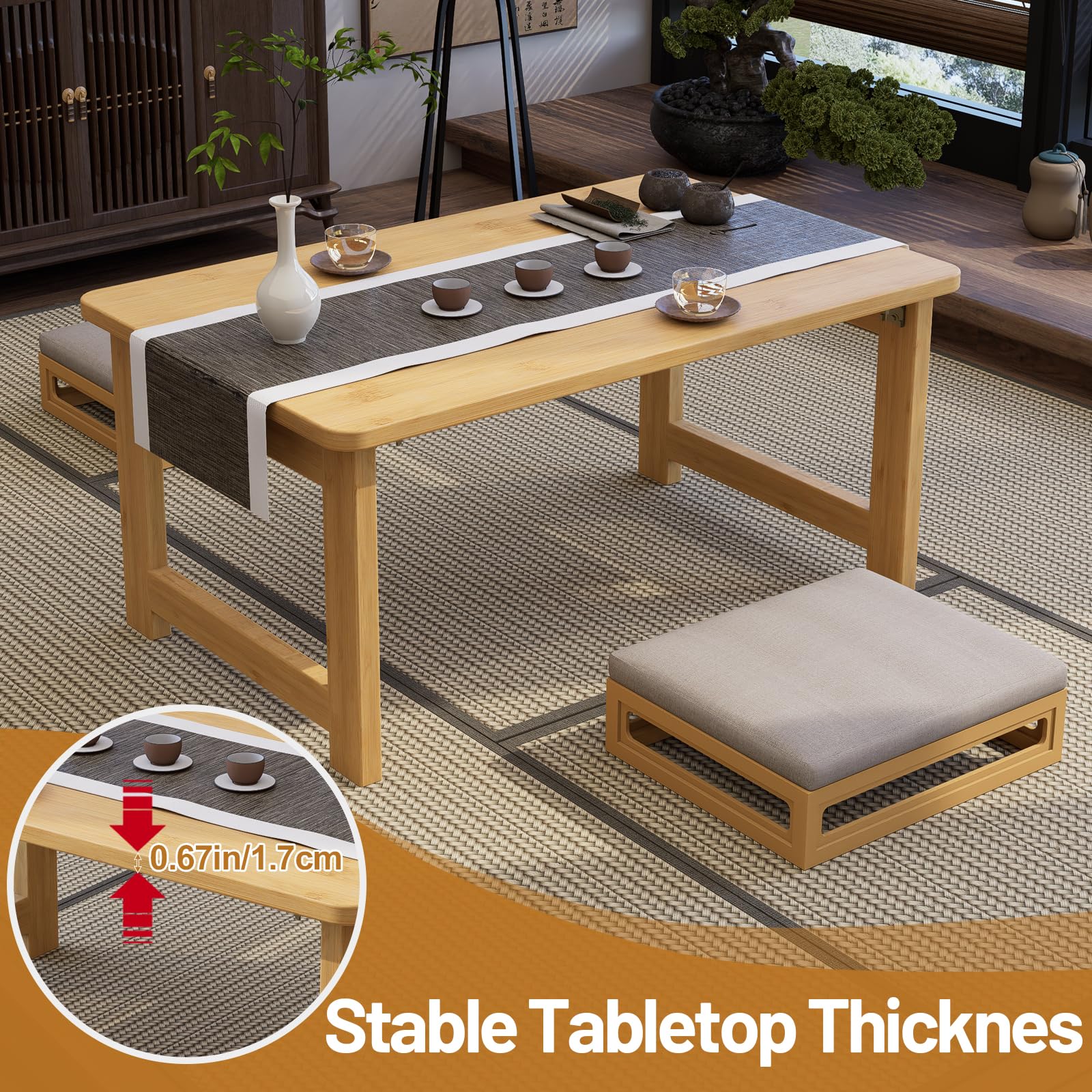Set di tavolo da pranzo compatto con 4 sedie, design pieghevole ed estensibile, 2 cassetti e 4 ruote, perfetto per piccoli spazi, soggiorno e cucina (finitura naturale)