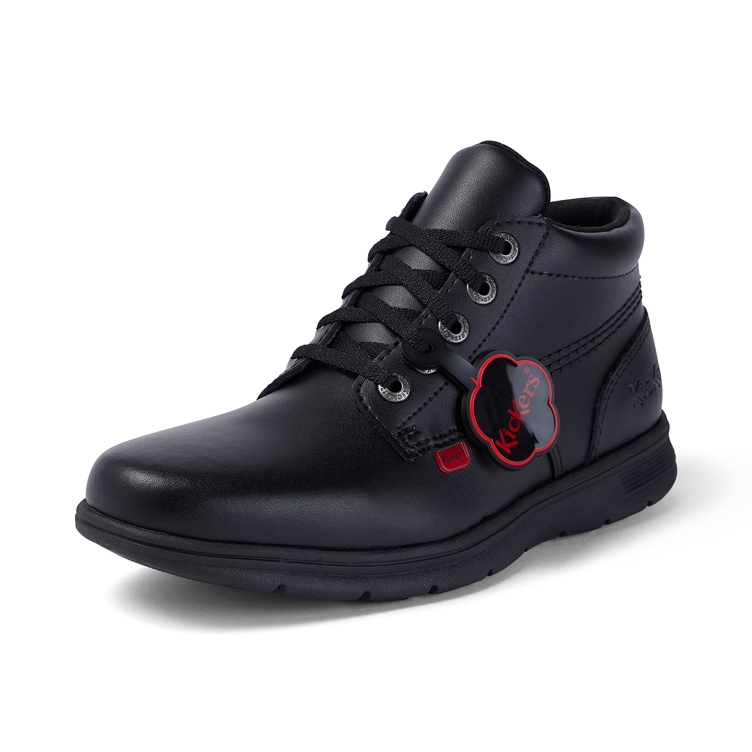 Kickers Youth Unisex Kelland Lace Leather Boot, Black, 4 UK