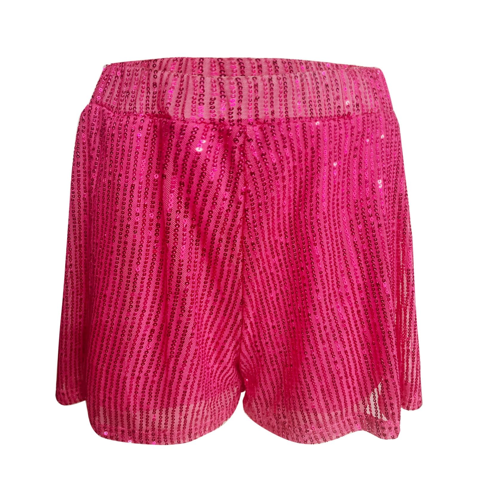 Pantalones cortos 3/4 purpurina brillante lentejuelas mujer Rosa intenso L