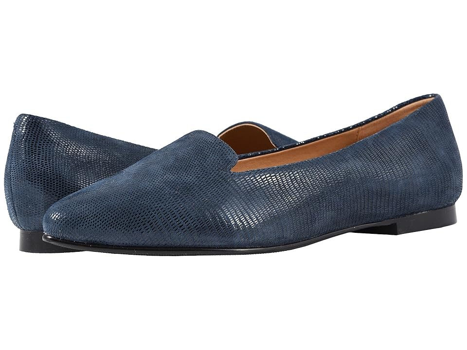 Trotters Harlowe (Navy Soft Lizard Embossed Patent Suede) Women's Flat Shoes INTERNATIONAL SHIPPING