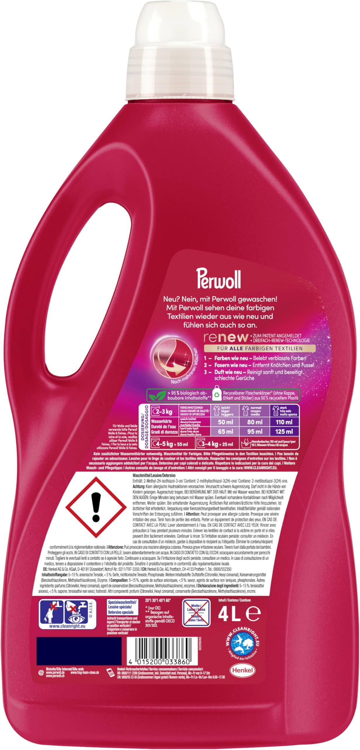 Perwoll Color Waschmittel (80 Waschladungen), Feinwaschmittel reinigt sanft und erneuert Farben und Fasern, für alle farbigen Textilien… – Ansicht 3