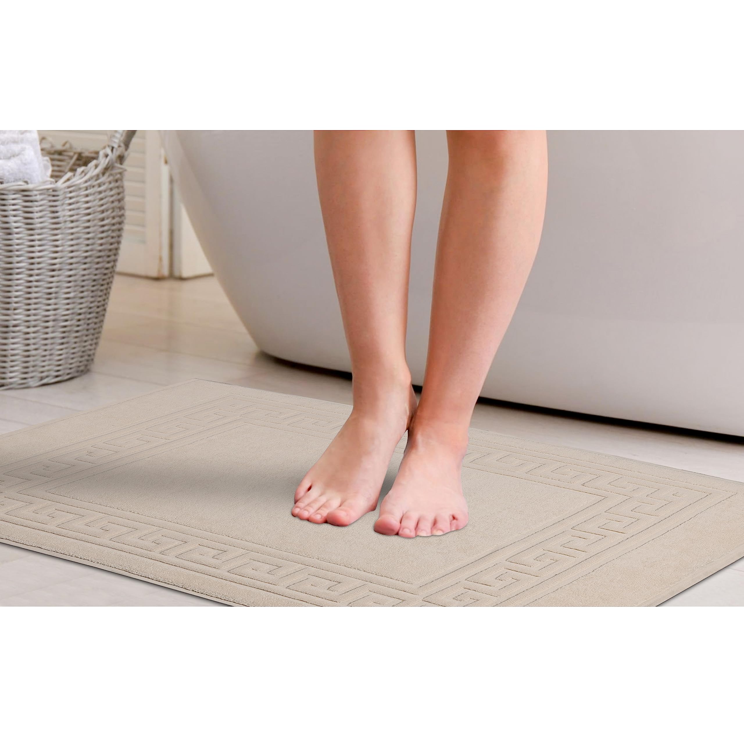 Superior Badematten-Set in Hotel- und Spa-Qualität, aus 100% hochwertiger gekämmter Baumwolle, langlebig und waschbar, 2er-Pack, elfenbeinfarben, je 55,9 x 88,9 cm