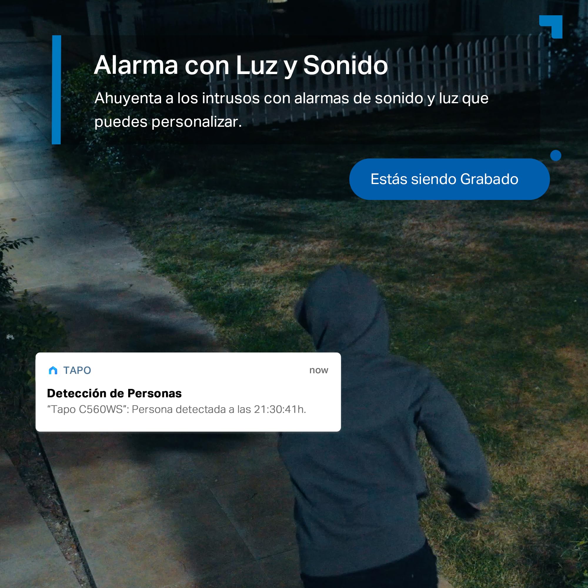 Tapo C560WS - Cámara de Vigilancia WiFi Exterior 360º, 4K 8MP, Detección IA | Detección Movimiento, Personas, Mascotas, Vehículos y más. Reconocimiento Facial. Visión Nocturna Color. Alarma Luz /Sonido.