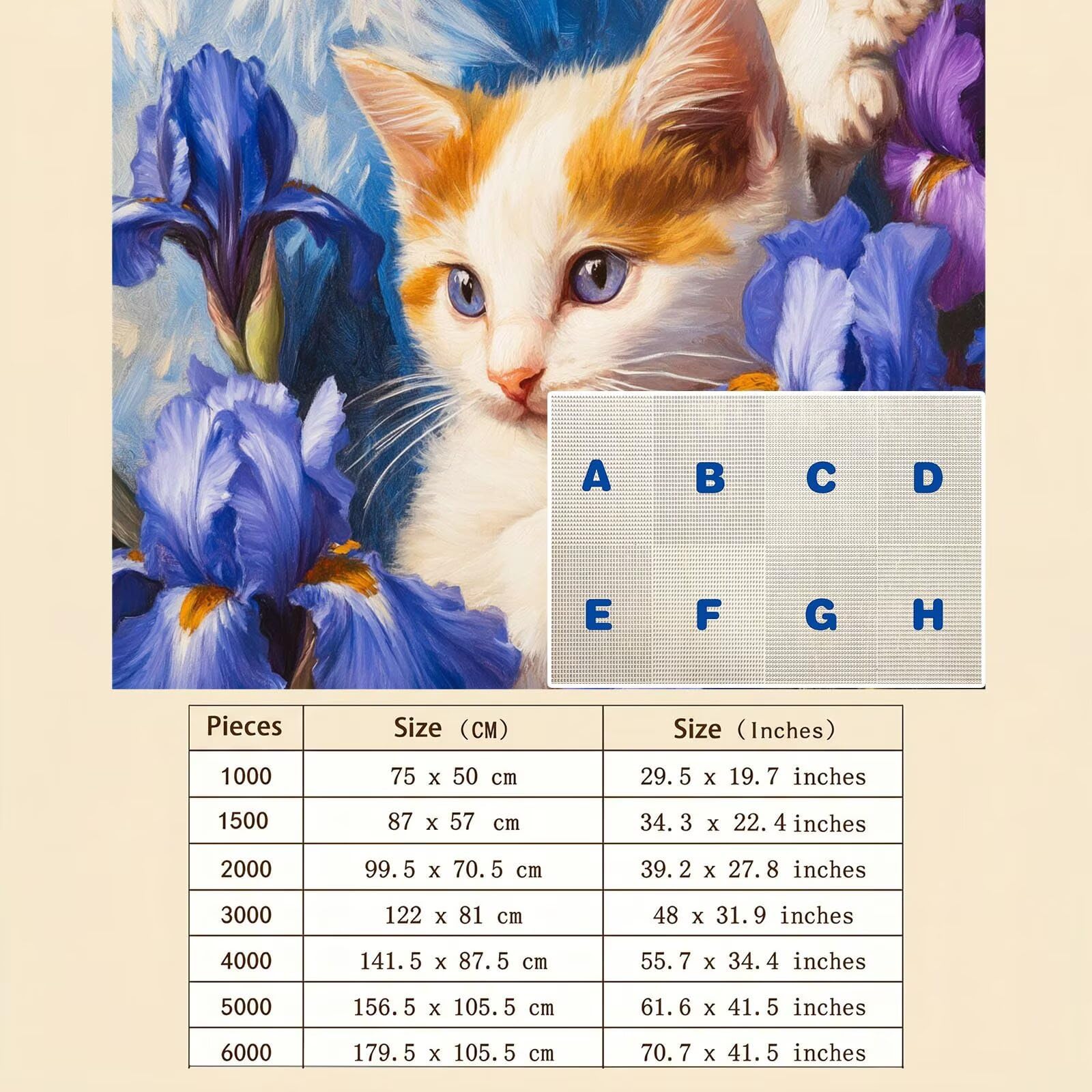 blu gatto Puzzle 3000 Pezzi per Adulti, Puzzle in Legno - Collezione Classica con Poster Incluso - Sfida di Concentrazione e Passatempo Antistress, Gioco Educativo per Famiglia, 122 x 81 cm f0-602