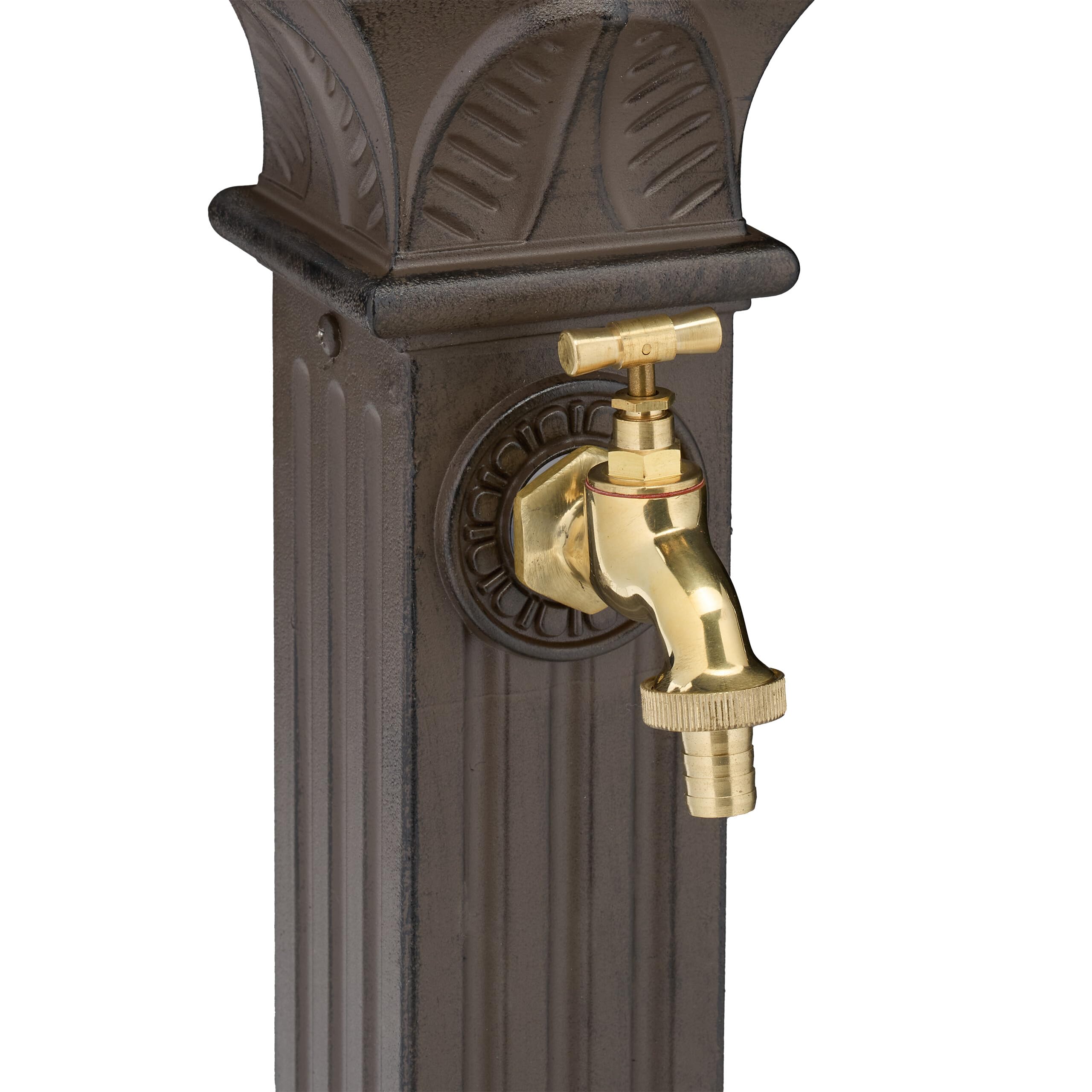 Relaxdays Fontaine extérieure de Jardin, avec Robinet et bac, HxLxP : 82 x 29 x 33 cm, Aussi pour la terrasse, Marron