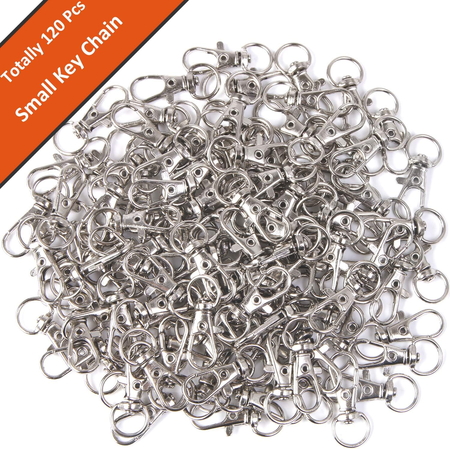 AUGSUN Metal Swivel Clasps Lanyard Snap Hook - 120pcs Lobster Claw Clasp for Keychain Crafts (Silver) - Image 3