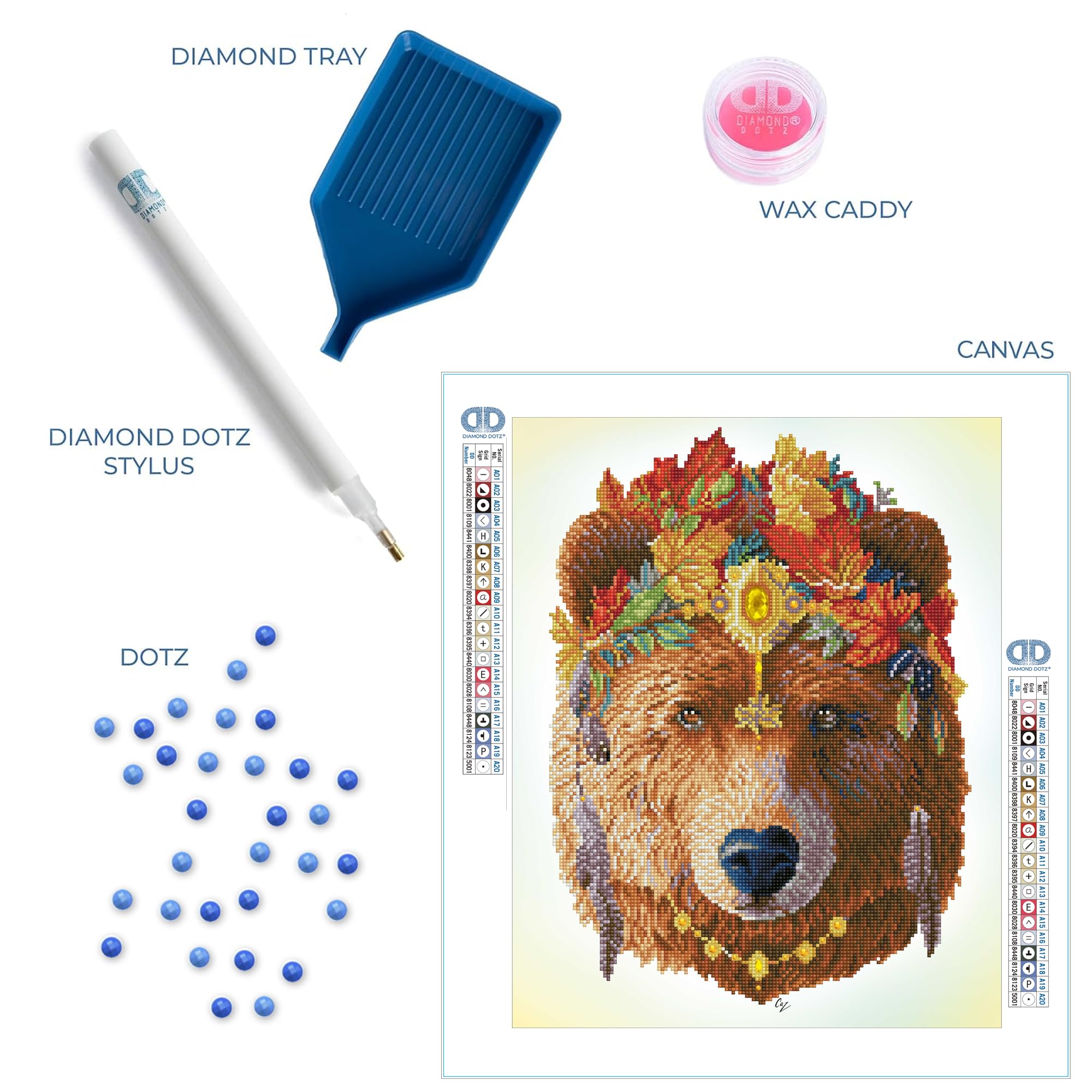 Kit per diamond painting "Orso Bohemien" di Diamond Dotz per adulti con gemme