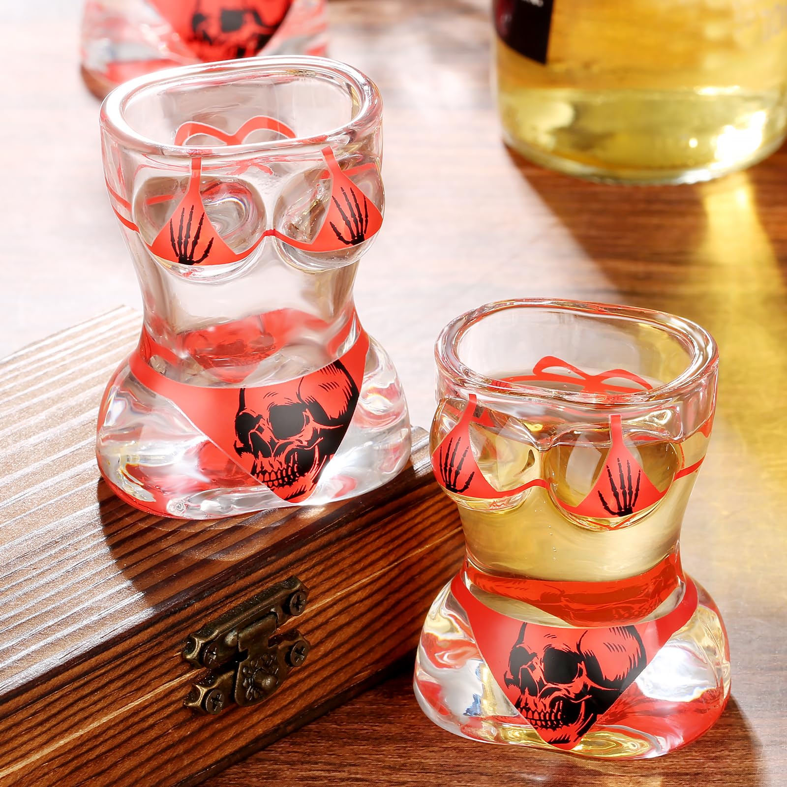 Bikini Glass Shot Glasses, Personality Skull Design, 30ml Heavy Base Shot Glass, Set of 2 with Logo Gift Box - Image 2