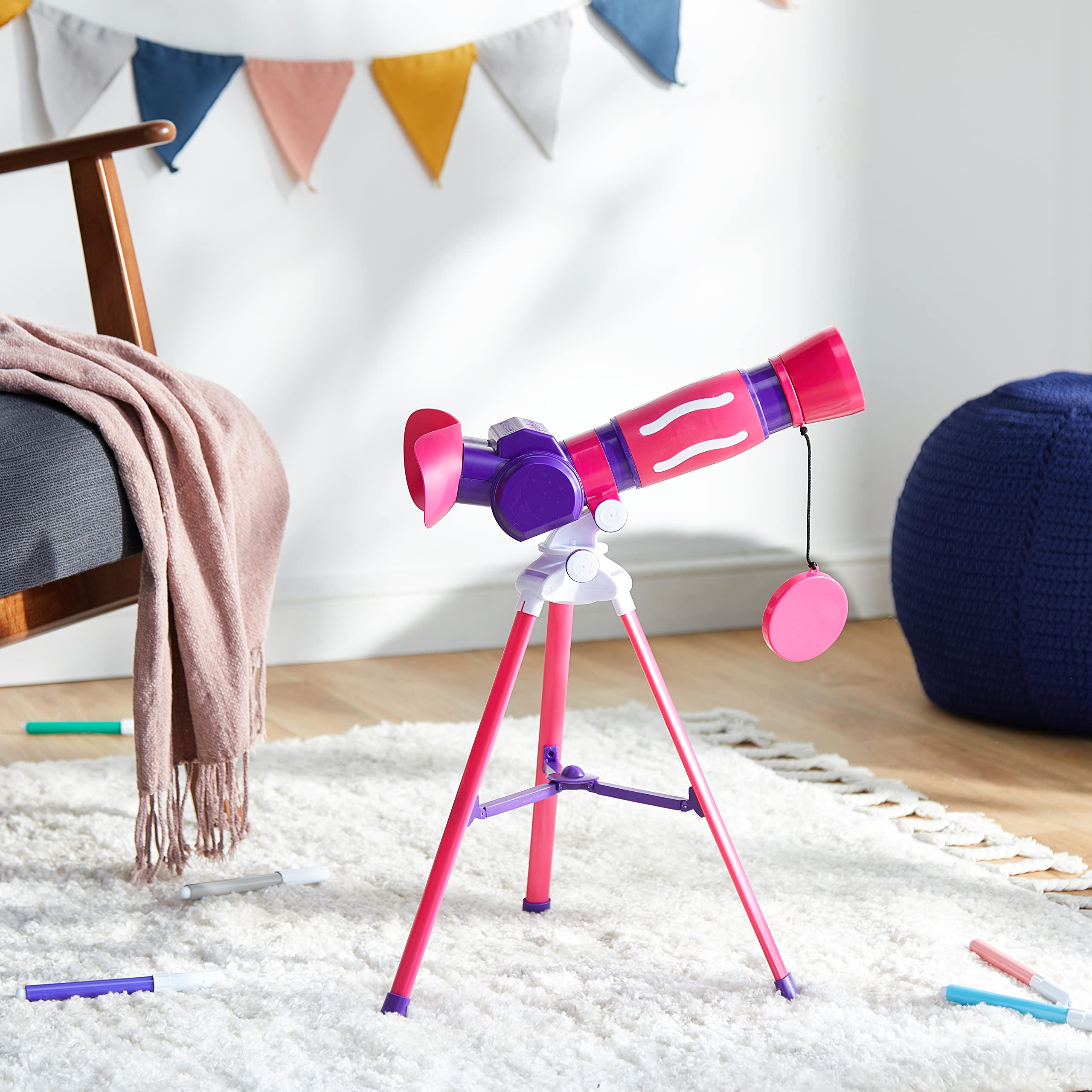 Educational Insights GeoSafari Jr. Pink My First Kids Telescope, STEM Toy, Gift for Boys & Girls, Ages 4+