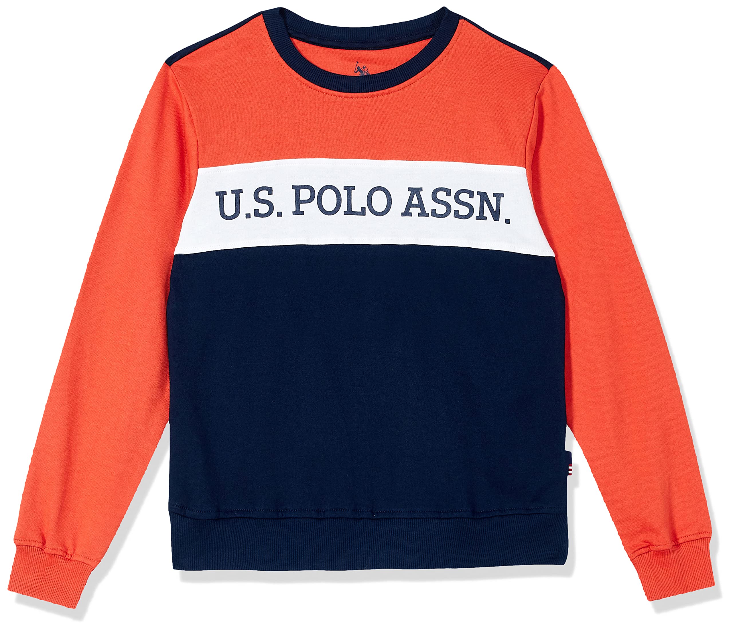 U.S. POLO ASSN.Boys Cotton Turtle Neck Regular Fit Sweatshirt (Ukswson000924T_Orange_18 Months-24 Months), 18-24 Months