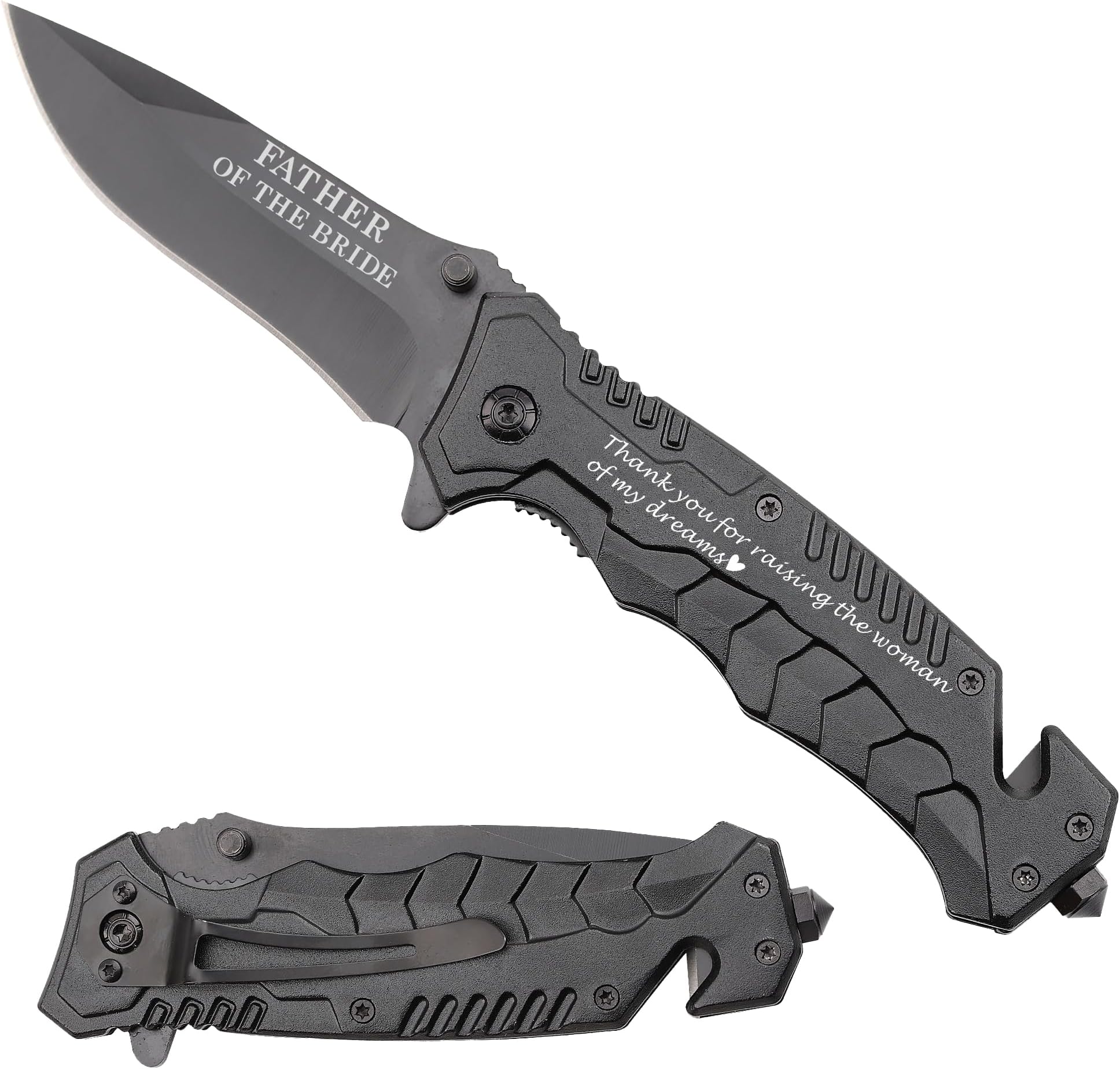 Father of the Bride Wedding Gifts from Groom - Engraved Pocket Knife - Thank You for Raising the Woman of My Dreams, Gift for Father in Law Gift from Son in Law Groom, Father of Bride Gift Ideas