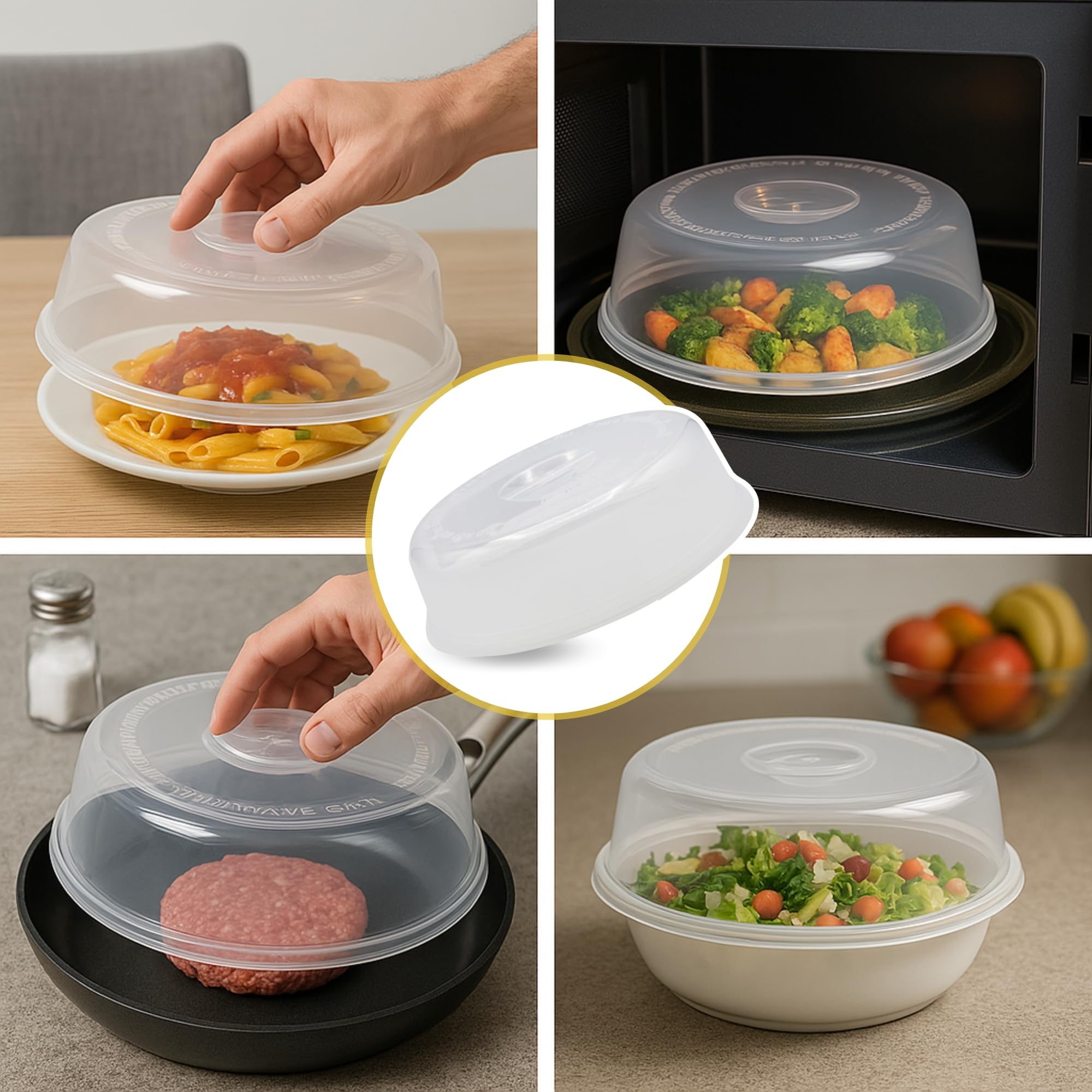 CHEFZOCO Tapa microondas, Tapa de Salpicaduras de Microondas, Tapa Protectora para Microondas, Tapadera Calentar Comida, Libre de BPA, con Orificio de Vapor, 27.5 cm diámetro x 7 cm Altura