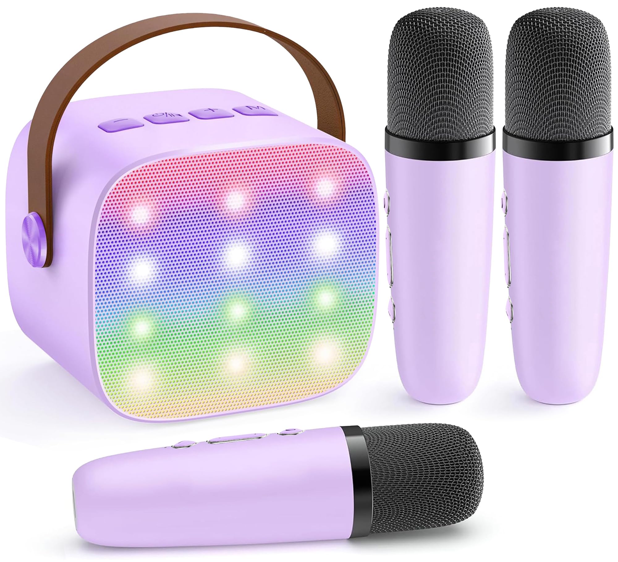 YLL Mini Karaoke Machine with 3 Wireless Microphones, Gifts for Kids | Portable Magic Voice Bluetooth Speaker, Birthday Gifts for Girls Boys Ages 3, 4, 5, 6, 7, 8, 9, 10, 12+ Year Old Family Party