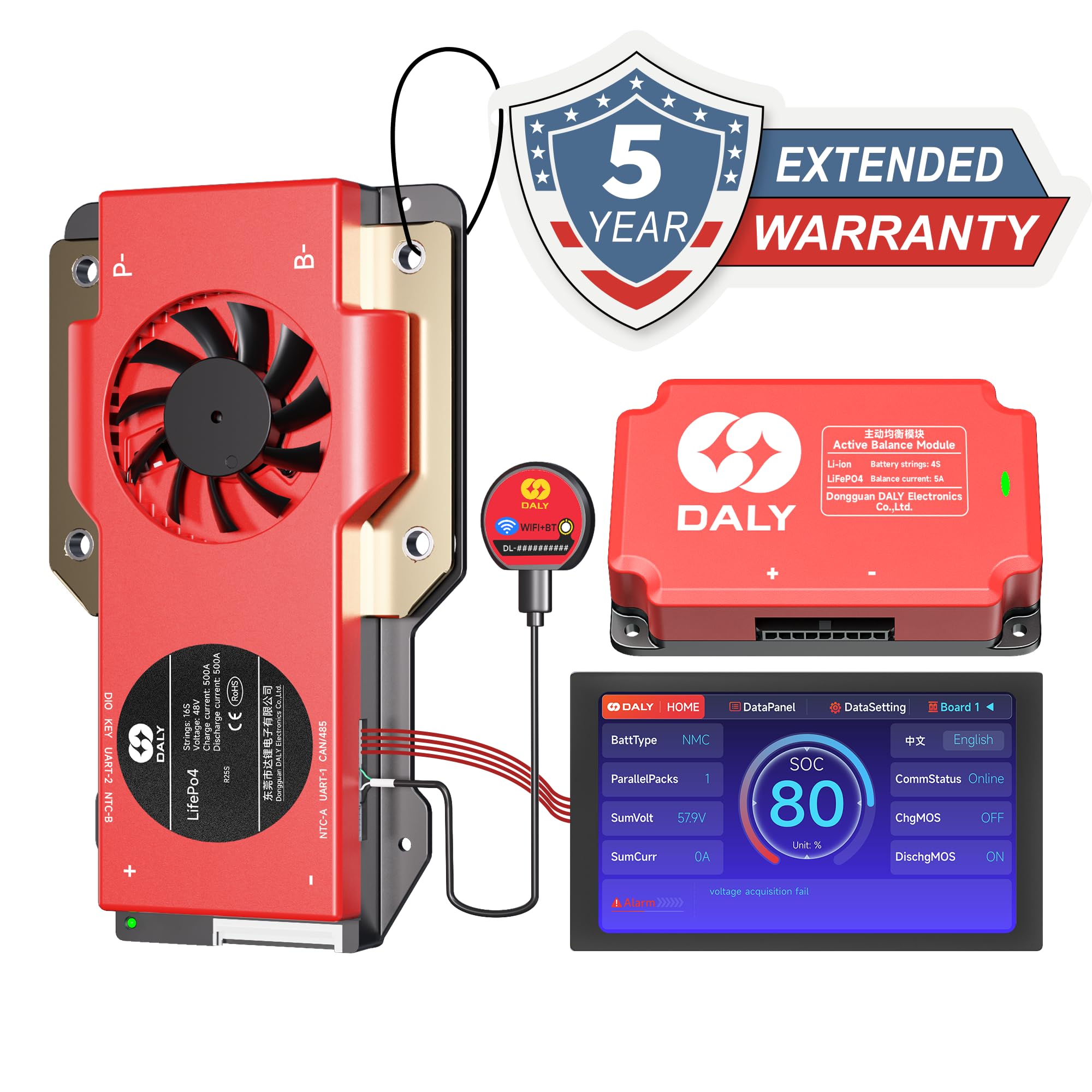 Amazon.com: DALY BMS 16S 48V 500A RS485 CAN + 4.3