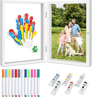 GANKTOWCOY Family Handprint Kit for 4 DIY Craft Keepsake Frame | Non -Toxic Paints,Family Gifts for New Parents & Mom & Baby,Grandparents,Father's Day, Mother's Day,Adoption Day, Anniversary