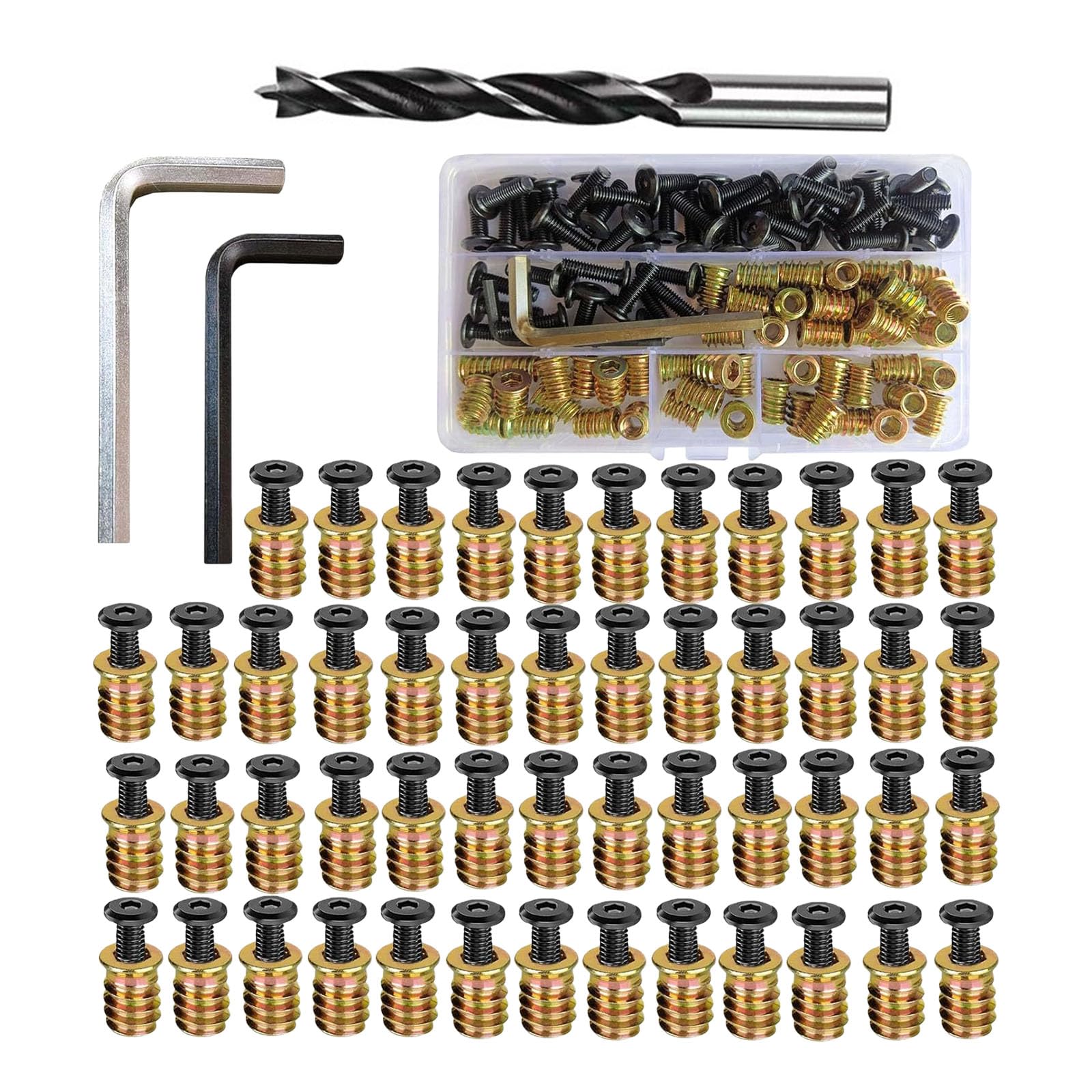 Nucelit Multicolor 50Pcs High Strengths Metal Furniture Screws Nut Bolts Fasteners With 2 Wrenches And 1 Drill Bit For Projects Wood Connectors