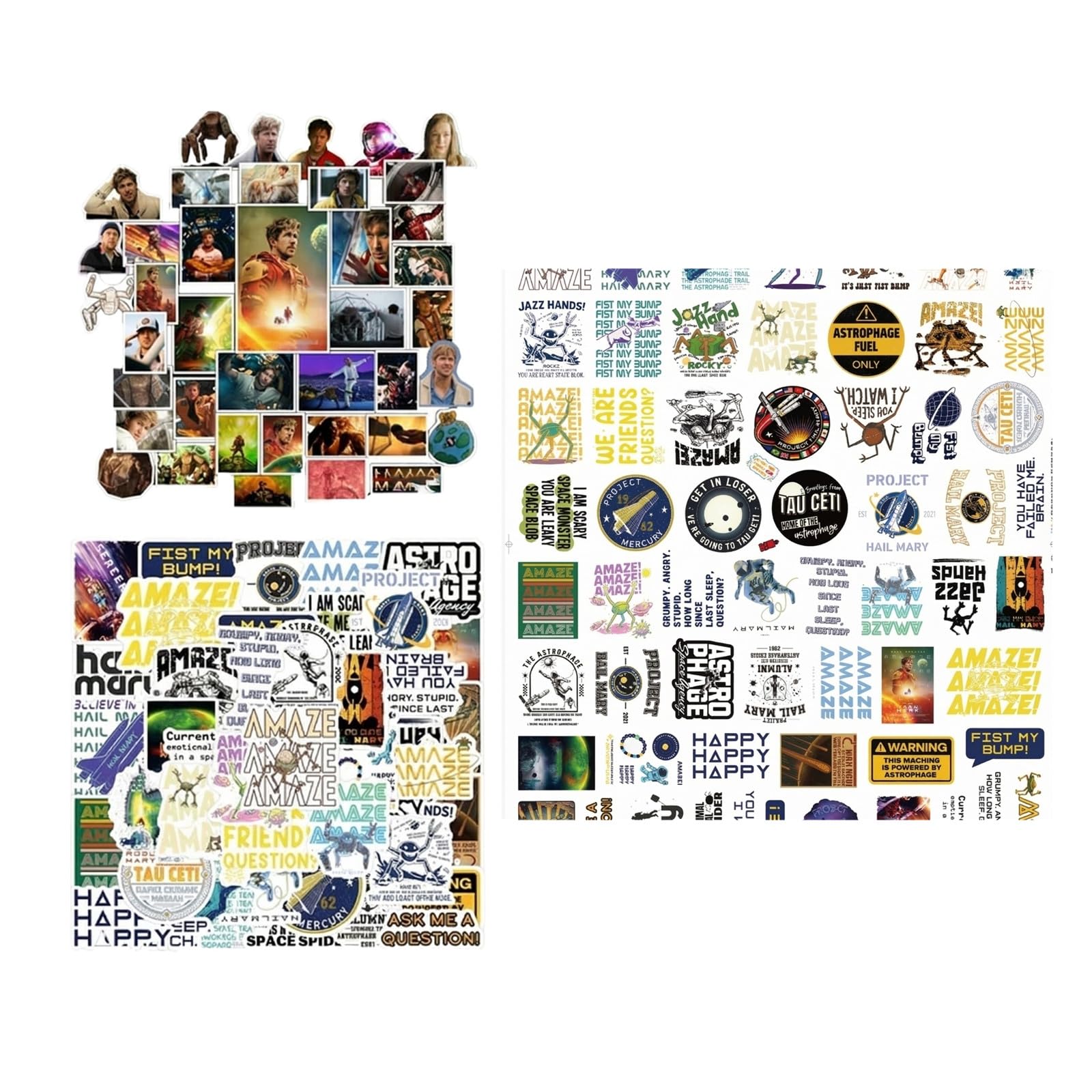 Project Hail Mary Stickers Rocky Amaze Meme Funny Fist My Bump Amaze Meme Stickers Waterproof Vinyl Decals Grace Astronaut Space Theme Project Hail Mary Merch for Fans I01 100pcs