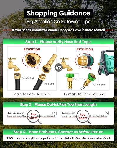 Miniatura 3 de Short Metal Garden Hose 15 ft Connector, Stainless Steel Small Hose Extension Adapter for Hose Reel, Long, Flexible, Lightweight & Heavy Duty Water