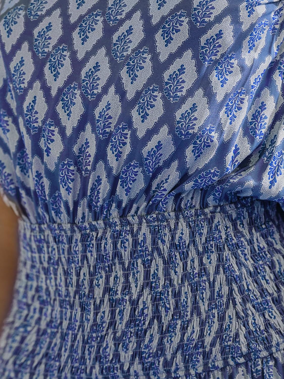 CUPSHE Women's One Shoulder Sleeveless Smocked Floral Printed Self Tie Boho Long Maxi Dress for Summer - Image 5