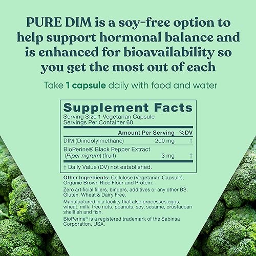 Miniatura 4 de Pure DIM 200 Mg y Pure Vitex 400 mg Suplemento Bundle Apoyo de equilibrio hormonal para energía, estrés, apoyo natural del síndrome premenstrual