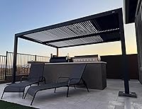 Vista 44 de PURPLE LEAF 94AS - Pérgola pequeña de aluminio compacto de 10 x 12 pies con techo rígido con listones ajustables para patio, cubierta de terraza